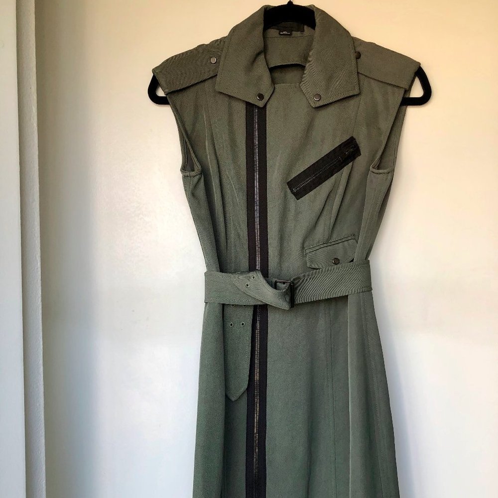 Alexander Wang Army Green Dress w/ Zipper Details